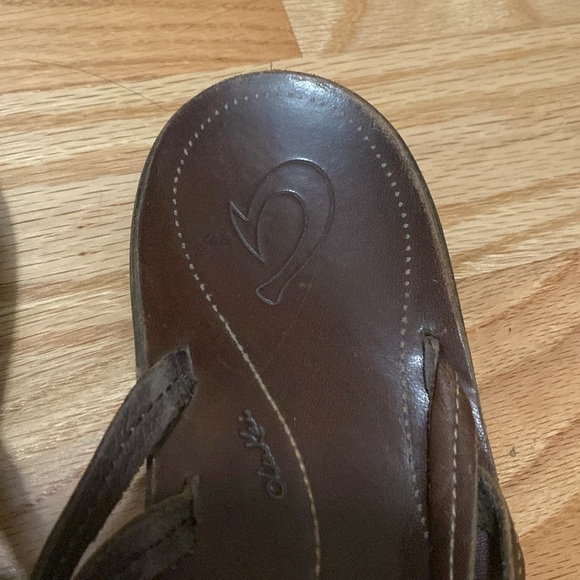 OLUKAI U’I All Leather Thong Flip Flops Sandals Size 9 Brown Beach Bohemian - Picture 3 of 7